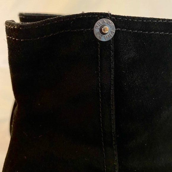 Prada booties! Size 38 1/2, used in great condition. Black suede. - Picture 3 of 5